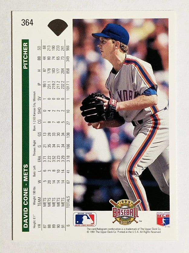 1992 Upper Deck #364 David Cone