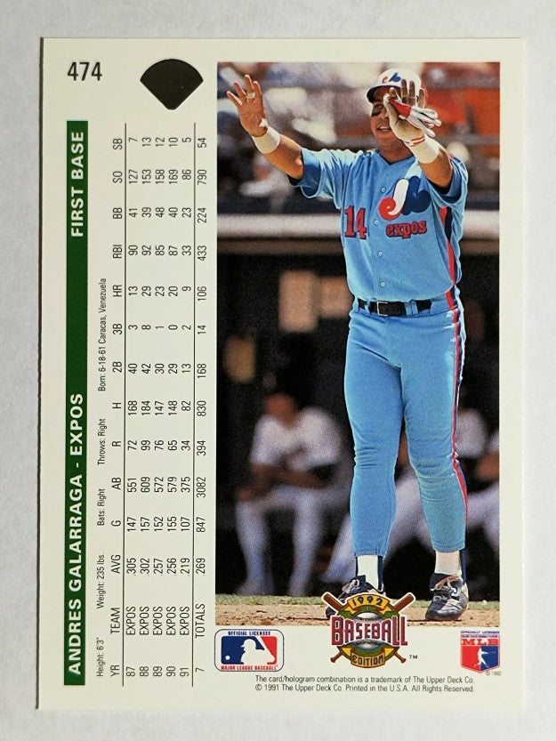 1992 Upper Deck #474 Andres Galarraga