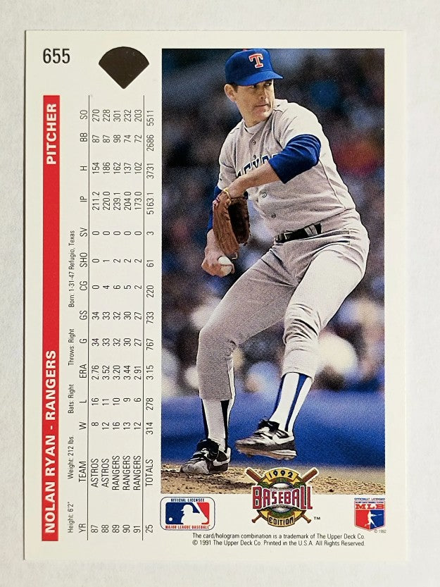 1992 Upper Deck #655 Nolan Ryan