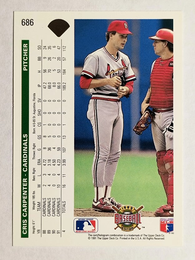 1992 Upper Deck #686 Cris Carpenter