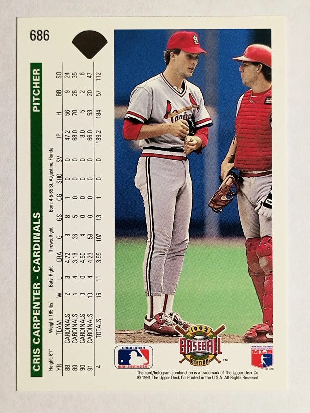 1992 Upper Deck #686 Cris Carpenter