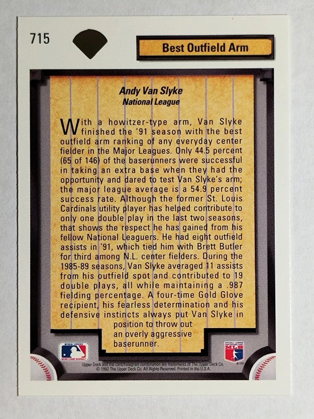 1992 Upper Deck #715 Andy Van Slyke DS