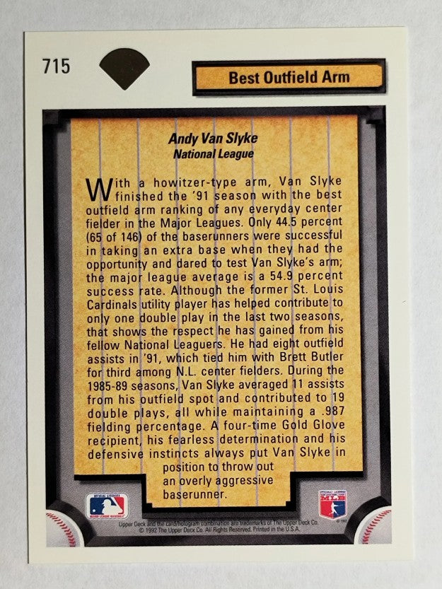 1992 Upper Deck #715 Andy Van Slyke DS