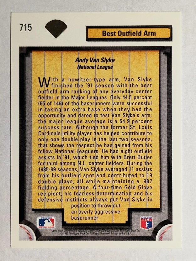 1992 Upper Deck #715 Andy Van Slyke DS