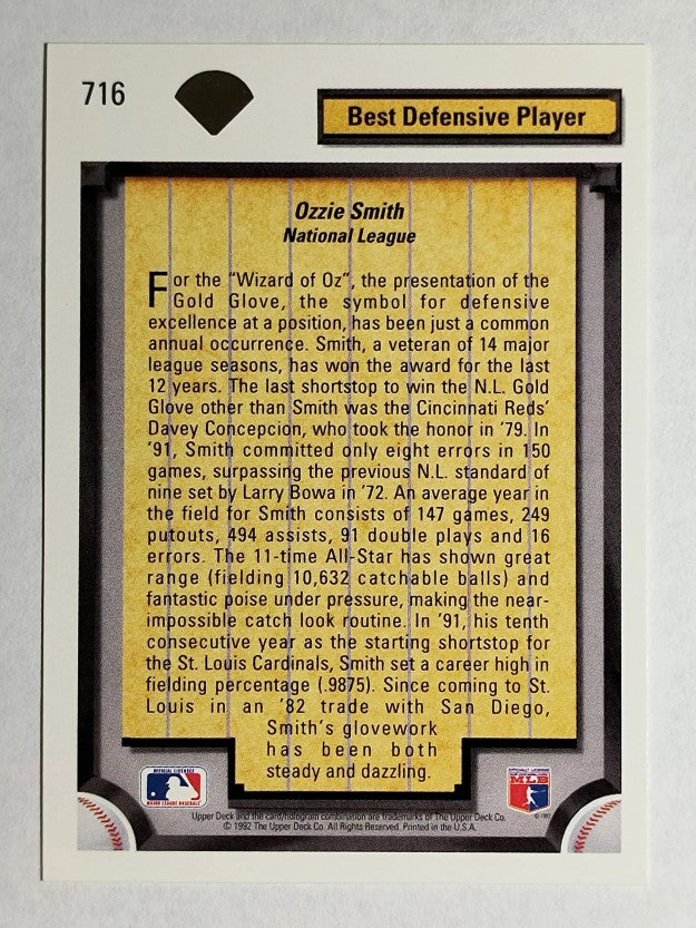 1992 Upper Deck #716 Ozzie Smith DS