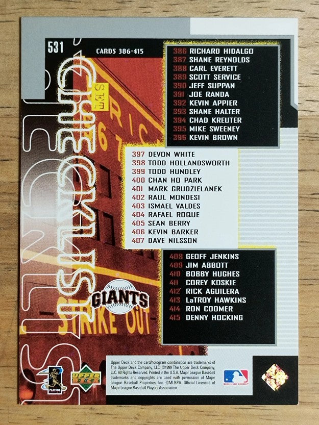 1999 Upper Deck #531 Barry Bonds SH CL
