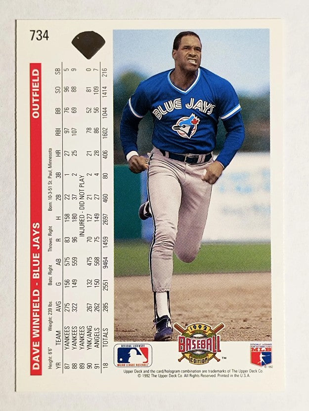 1992 Upper Deck #734 Dave Winfield