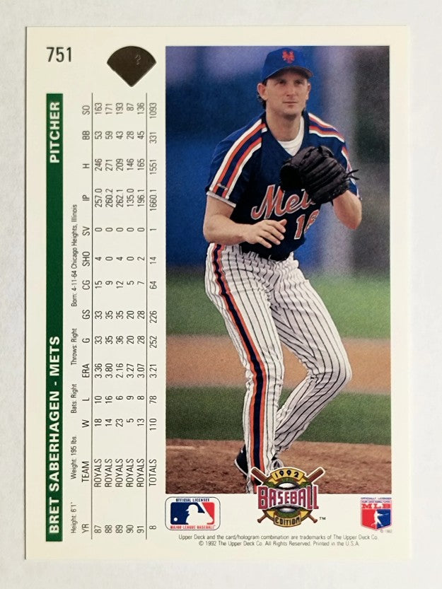 1992 Upper Deck #751 Bret Saberhagen