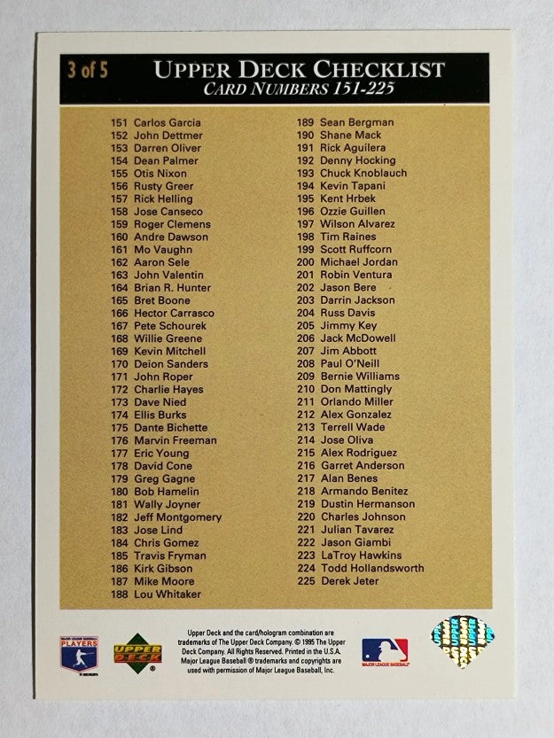 1995 Upper Deck Checklists #3A John Valentin
