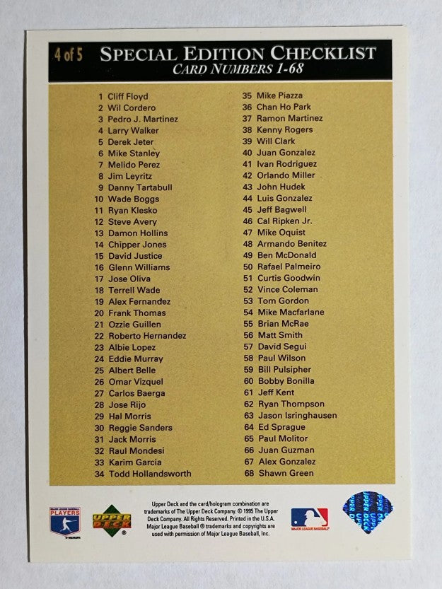 1995 Upper Deck Checklists #4A Kenny Rogers