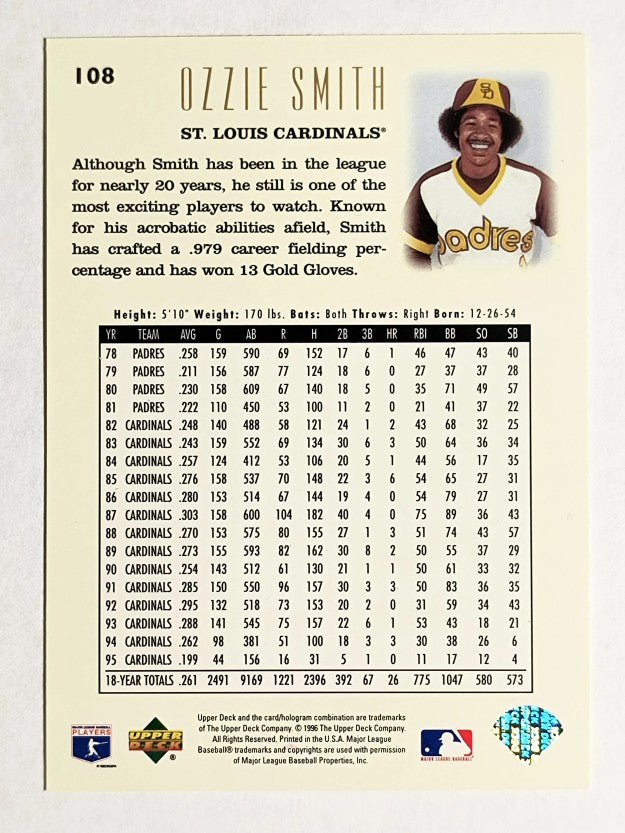1996 Upper Deck #108 Ozzie Smith YH