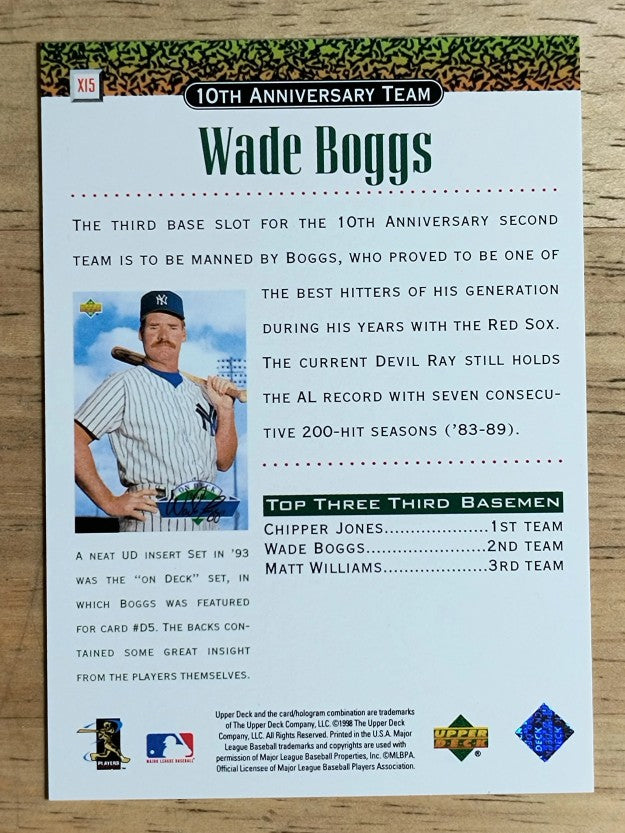 1999 Upper Deck 10th Anniversary Team #X15 Wade Boggs