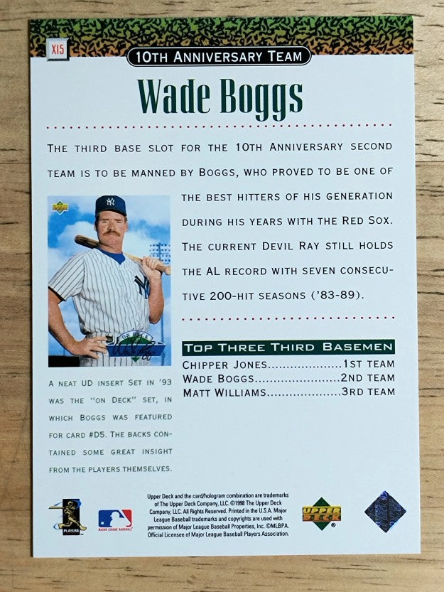 1999 Upper Deck 10th Anniversary Team #X15 Wade Boggs
