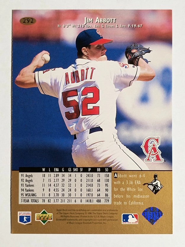 1996 Upper Deck #292 Jim Abbott