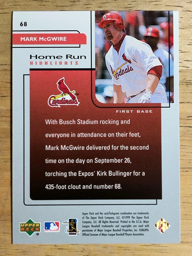 1999 Upper Deck Challengers for 70 #68 Mark McGwire HRH