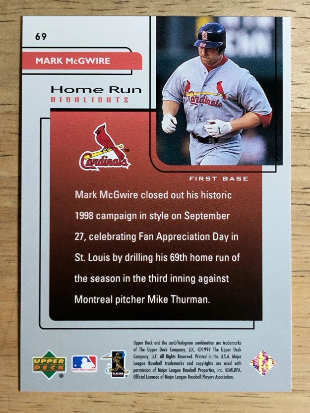 1999 Upper Deck Challengers for 70 #69 Mark McGwire HRH