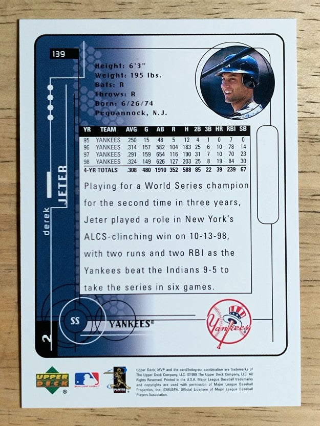 1999 Upper Deck MVP #139 Derek Jeter