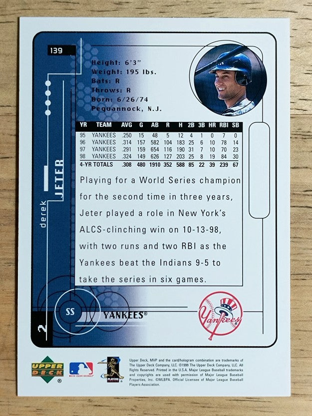 1999 Upper Deck MVP #139 Derek Jeter