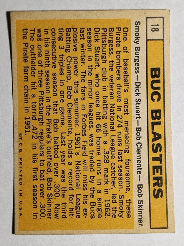 1963 Topps #18 Smoky Burgess/Dick Stuart/Bob Clemente/Bob Skinner (EXMT)