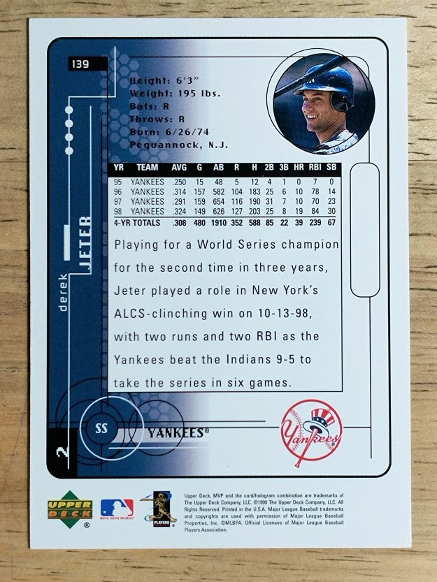 1999 Upper Deck MVP #139 Derek Jeter