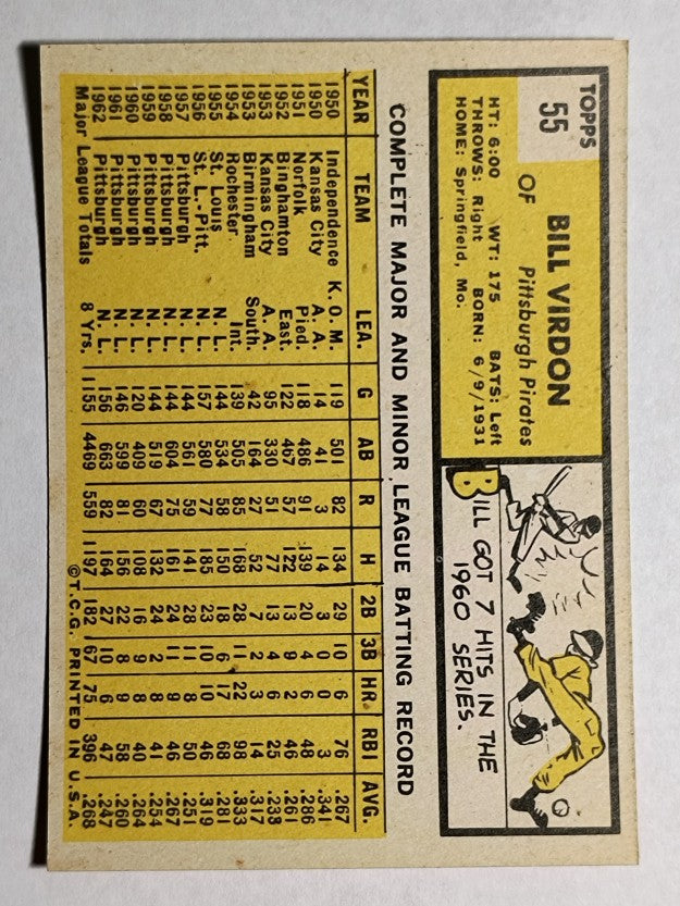 1963 Topps #55 Bill Virdon (NM)
