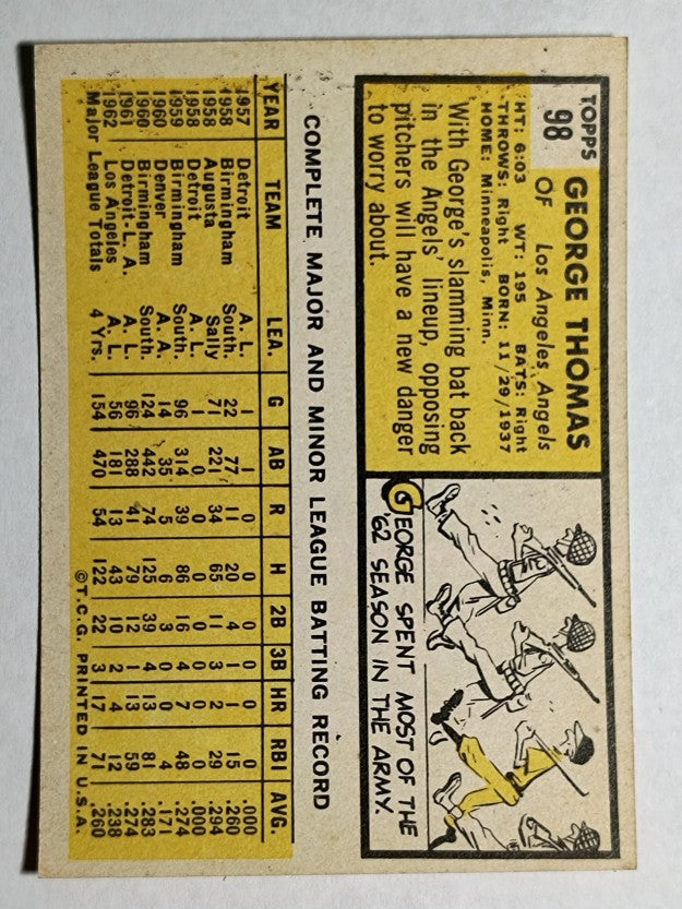 1963 Topps #98 George Thomas (EXMT)