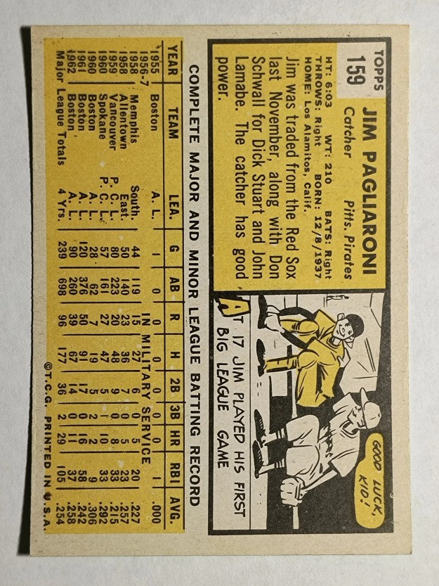 1963 Topps #159 Jim Pagliaroni (EXMT)
