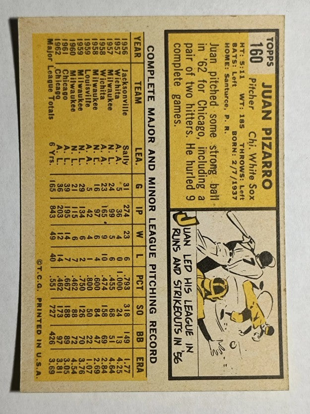 1963 Topps #160 Juan Pizarro (NMMT)