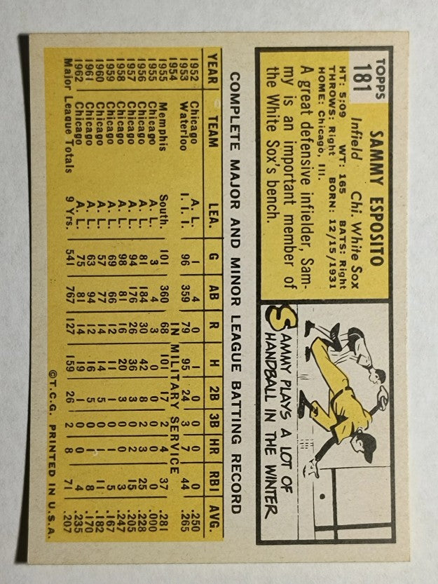 1963 Topps #181 Sammy Esposito (NM)