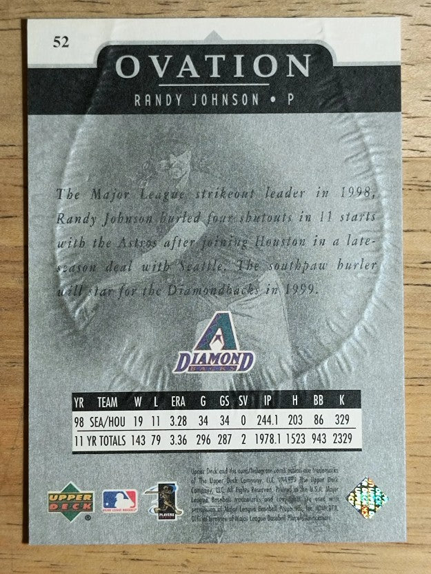 1999 Upper Deck Ovation #52 Randy Johnson