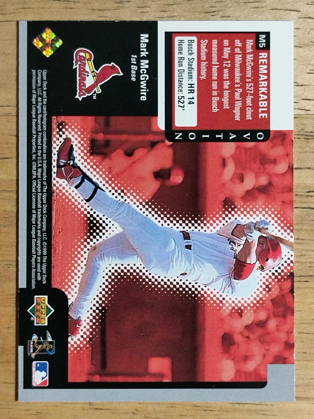 1999 Upper Deck Ovation ReMarkable Moments #M5 Mark McGwire/HR 14