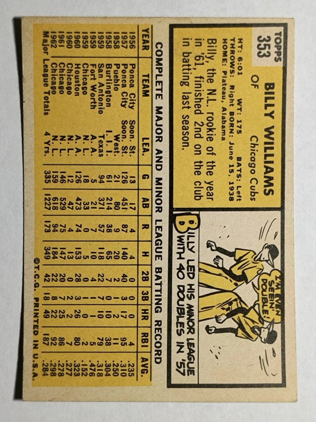 1963 Topps #353 Billy Williams (EXMT)
