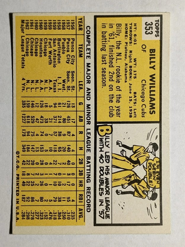 1963 Topps #353 Billy Williams (EX)