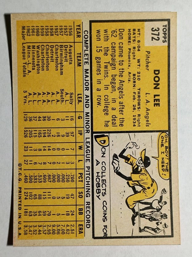 1963 Topps #372 Don Lee (NM)