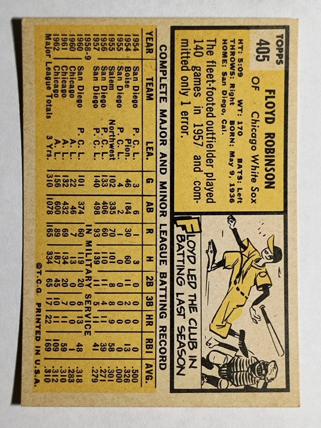1963 Topps #405 Floyd Robinson (NMMT)