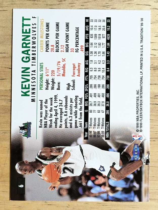 1999-00 Fleer #6 Kevin Garnett
