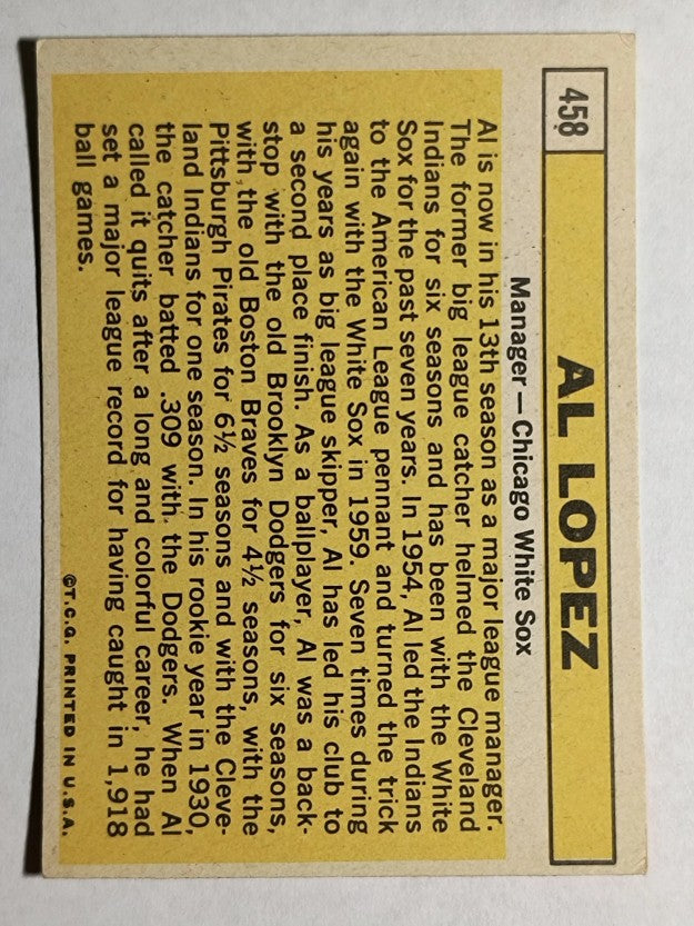 1963 Topps #458 Al Lopez MG (EXMT)