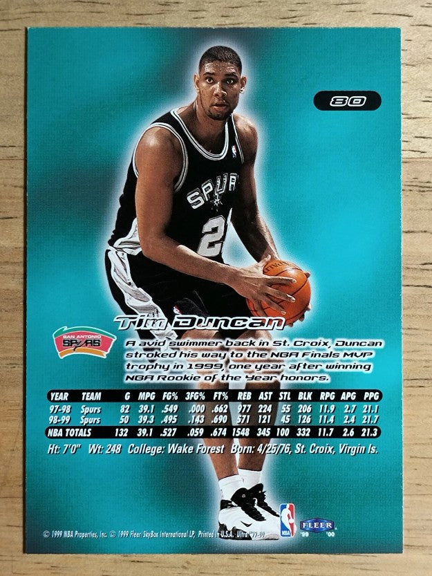 1999-00 Ultra #80 Tim Duncan