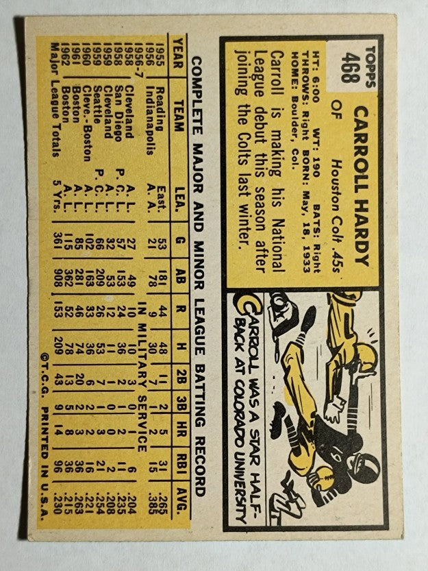 1963 Topps #468 Carroll Hardy (EX)