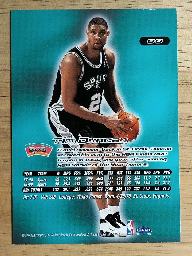 1999-00 Ultra #80 Tim Duncan