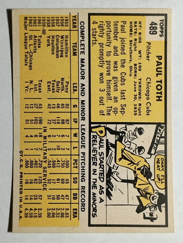 1963 Topps #489 Paul Toth RC (EXMT)