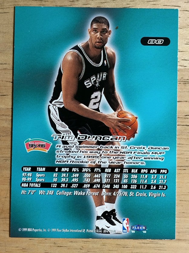 1999-00 Ultra #80 Tim Duncan