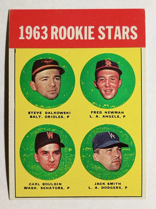 1963 Topps #496 Steve Dalkowski/Fred Newman/Jack Smith/Carl Bouldin RC (EXMT)
