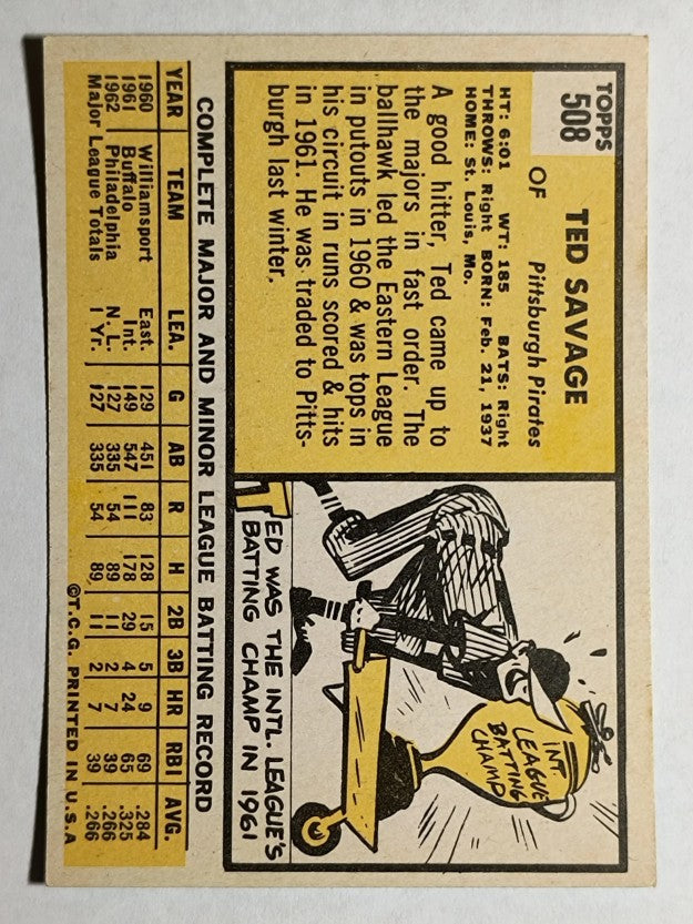 1963 Topps #508 Ted Savage (EXMT)