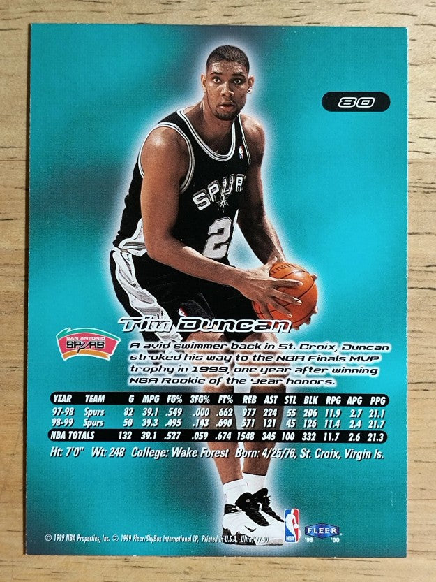 1999-00 Ultra #80 Tim Duncan