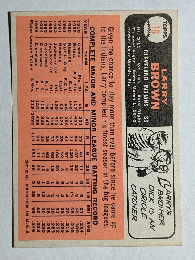 1966 Topps #16 Larry Brown (MINT)
