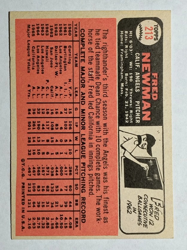 1966 Topps #213 Fred Newman (EXMT)