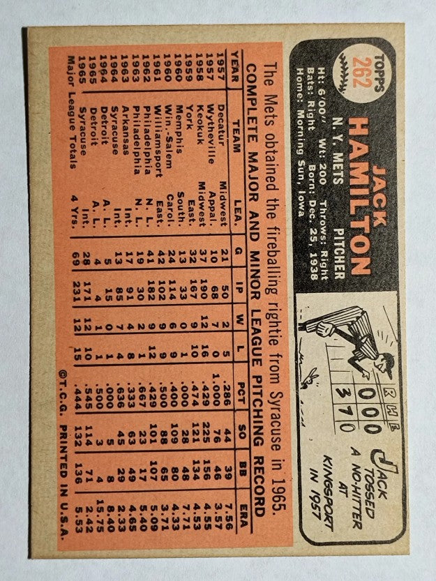 1966 Topps #262 Jack Hamilton (EXMT)