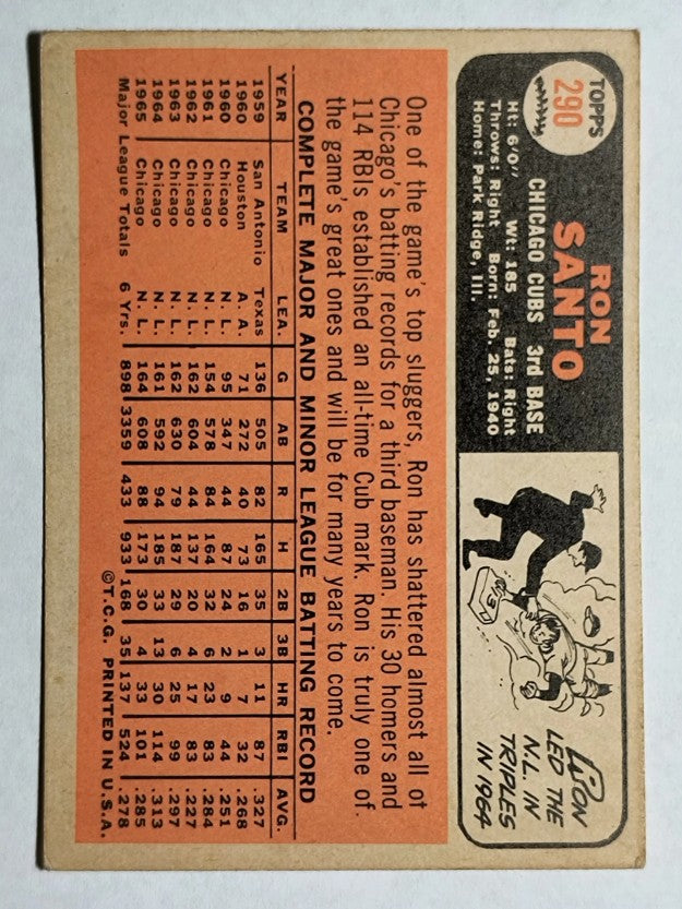 1966 Topps #290 Ron Santo (VGEX)