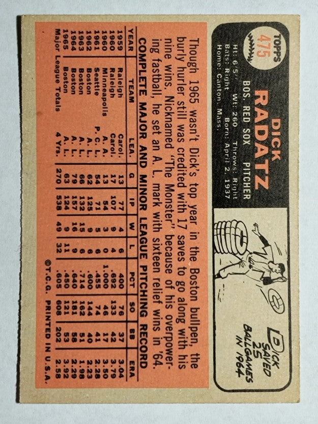 1966 Topps #475 Dick Radatz (EXMT)